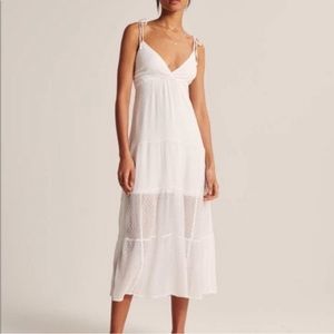 Abercrombie & Fitch sundress dress, white, dot pattern, Small
